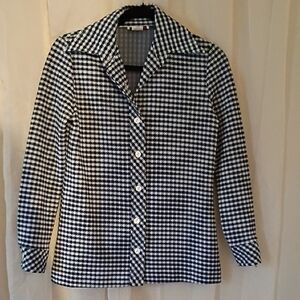 Blue and White Checkered Button-Up Shirt